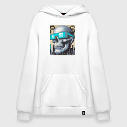 Толстовка-худи оверсайз Pixel skull - ai art fantasy, цвет: белый