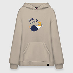 Толстовка-худи оверсайз Смеющийся орел, цвет: миндальный