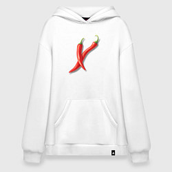 Толстовка-худи оверсайз Два чили перчика, цвет: белый