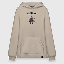 Толстовка-худи оверсайз Косплей Genshin impact boy, цвет: миндальный