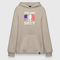 Толстовка-худи оверсайз Trump shot, цвет: миндальный