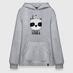 Толстовка-худи оверсайз Wild panda, цвет: меланж