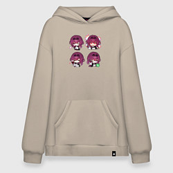 Толстовка-худи оверсайз Кафка стикеры, цвет: миндальный