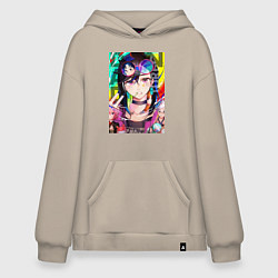 Толстовка-худи оверсайз Дандадан: Момо Аясэ, цвет: миндальный