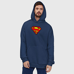 Толстовка-худи оверсайз Superman logo, цвет: тёмно-синий — фото 2