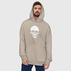 Толстовка-худи оверсайз Scary skull, цвет: миндальный — фото 2