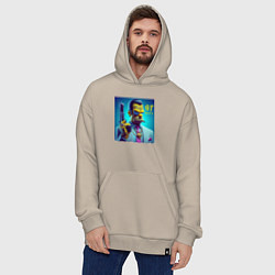 Толстовка-худи оверсайз Homer Simpson - godfather of the mafia, цвет: миндальный — фото 2