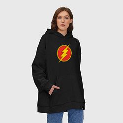 Толстовка-худи оверсайз Flash logo, цвет: черный — фото 2