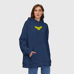 Толстовка-худи оверсайз Wonder woman logo, цвет: тёмно-синий — фото 2