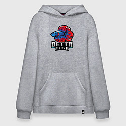Толстовка-худи оверсайз Бойцовая рыбка, цвет: меланж