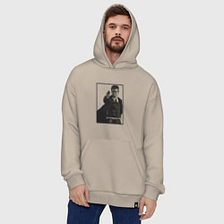 Толстовка-худи оверсайз Что в коробке Brad Pitt, цвет: миндальный — фото 2