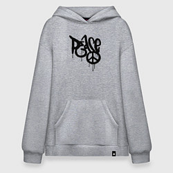 Толстовка-худи оверсайз Graffiti peace, цвет: меланж