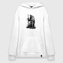 Толстовка-худи оверсайз Элитный рыцарь с двуручным мечом, цвет: белый