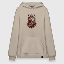 Толстовка-худи оверсайз Нарядная лиса, цвет: миндальный