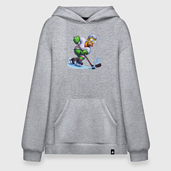 Толстовка-худи оверсайз Гомер Симпсон - крутой хоккеист, цвет: меланж