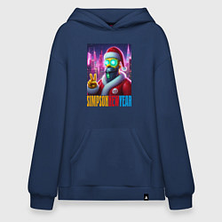 Толстовка-худи оверсайз Simpson new year - fantasy, цвет: тёмно-синий