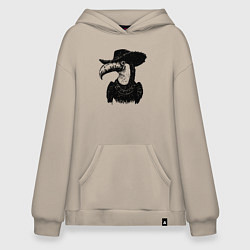 Толстовка-худи оверсайз Тукан ковбой, цвет: миндальный