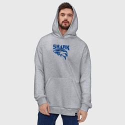 Толстовка-худи оверсайз Акула атакует, цвет: меланж — фото 2