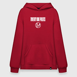 Толстовка-худи оверсайз Twenty one pilots - logo, цвет: красный