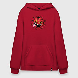 Толстовка-худи оверсайз Забавный вирус, цвет: красный