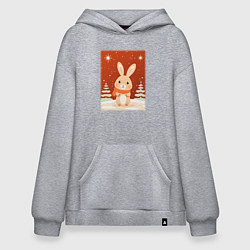 Толстовка-худи оверсайз Снежный милый кролик, цвет: меланж