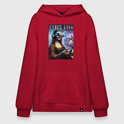 Толстовка-худи оверсайз Mona Lisa on a virtual helmet, цвет: красный