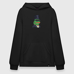 Толстовка-худи оверсайз Лягушонок пепе, цвет: черный