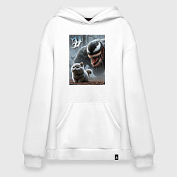 Толстовка-худи оверсайз Venom wants to move into a purebred cat, цвет: белый