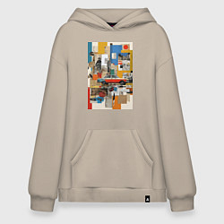 Толстовка-худи оверсайз Плакат с ретро автомобилем, цвет: миндальный