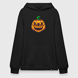 Толстовка-худи оверсайз Halloween pumpkin, цвет: черный