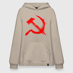 Толстовка-худи оверсайз Sickle and hammer red paint, цвет: миндальный