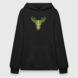 Толстовка-худи оверсайз Nature deer, цвет: черный