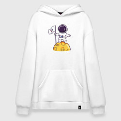 Толстовка-худи оверсайз Астронавт прибыл на луну, цвет: белый