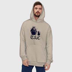 Толстовка-худи оверсайз Totoro and black cat - anime, цвет: миндальный — фото 2