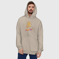 Толстовка-худи оверсайз Fashion - портрет девушки, цвет: миндальный — фото 2