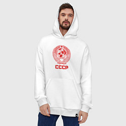 Толстовка-худи оверсайз Герб СССР - Союз Советских Социалистических Респуб, цвет: белый — фото 2