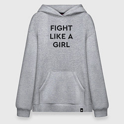 Толстовка-худи оверсайз Fight like a girl - women, цвет: меланж