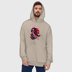 Толстовка-худи оверсайз Клинок рассекающий демонов Незуко луна, цвет: миндальный — фото 2