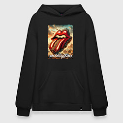 Толстовка-худи оверсайз Rolling Stones - logo transformation, цвет: черный