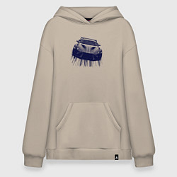 Толстовка-худи оверсайз Спорткар в синих тонах, цвет: миндальный