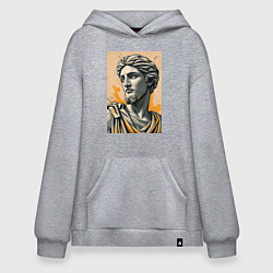 Толстовка-худи оверсайз Арт с античным портретом, цвет: меланж