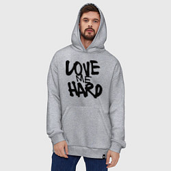 Толстовка-худи оверсайз Люби меня крепко, цвет: меланж — фото 2