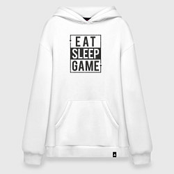 Толстовка-худи оверсайз Eat sleep game, цвет: белый
