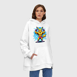 Толстовка-худи оверсайз Big Pikachu, цвет: белый — фото 2