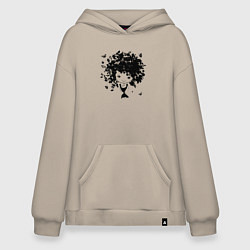 Толстовка-худи оверсайз Милая весенняя девчонка, цвет: миндальный