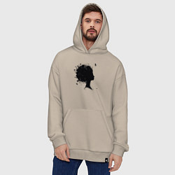 Толстовка-худи оверсайз Girl flowers, цвет: миндальный — фото 2