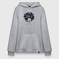 Толстовка-худи оверсайз Цветочная девушка, цвет: меланж