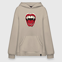 Толстовка-худи оверсайз Клыки вампира, цвет: миндальный
