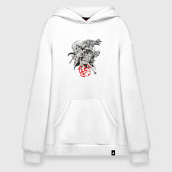 Толстовка-худи оверсайз Ванпис персонажи, цвет: белый