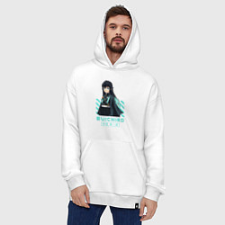 Толстовка-худи оверсайз Клинок рассекающий демонов Muichiro ветер, цвет: белый — фото 2
